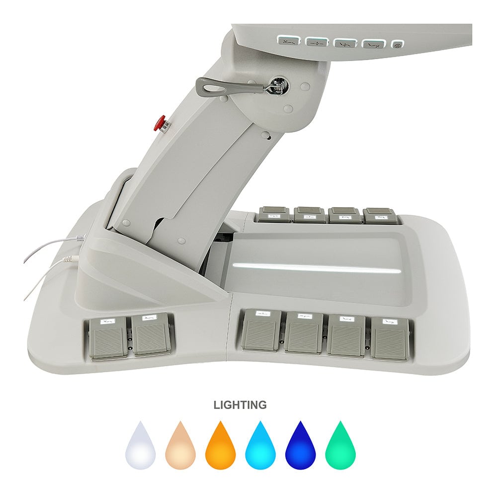 Aurora electric medical spa chair LED lighting options - 6 ambient color settings display