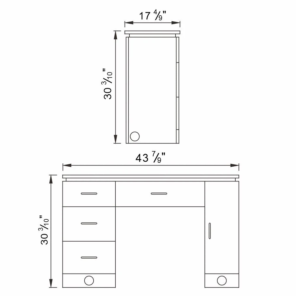 Avalon manicure table with vented workspace for dust and nail product extraction