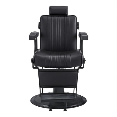 Belgrano Classic Barber Chair | Professional Hydraulic Barber Shop Chair by DIR - Black chair front view 