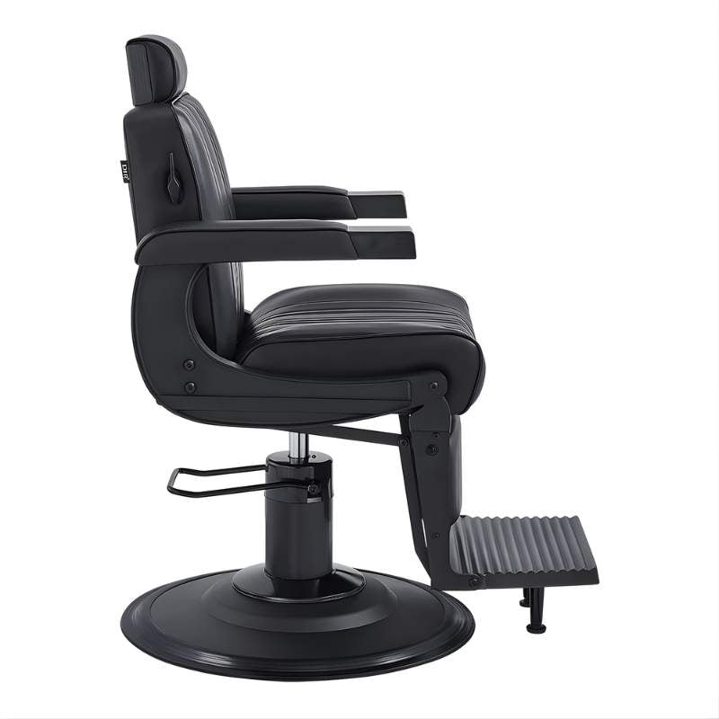 Belgrano Classic Barber Chair | Professional Hydraulic Barber Shop Chair by DIR - Black chair right side view 