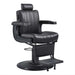 Belgrano Classic Barber Chair | Professional Hydraulic Barber Shop Chair by DIR Black barber chair with armrests and headrest on a white background