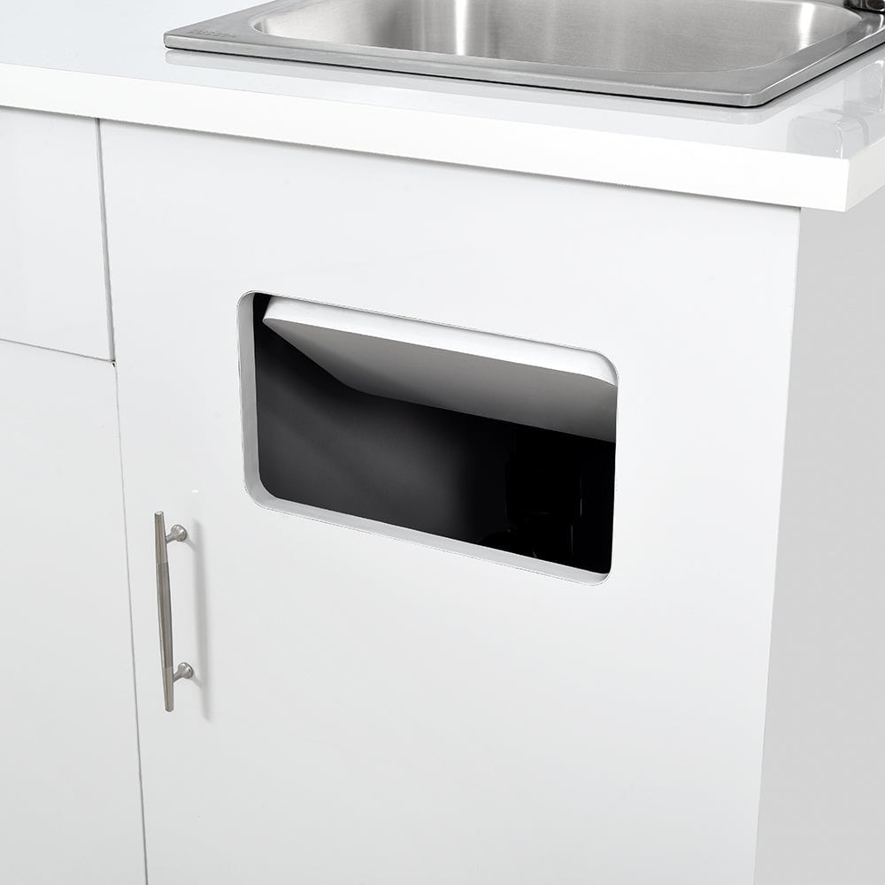 Close-up of storage opening on the DIR Liberty Hair Color Bar cabinet