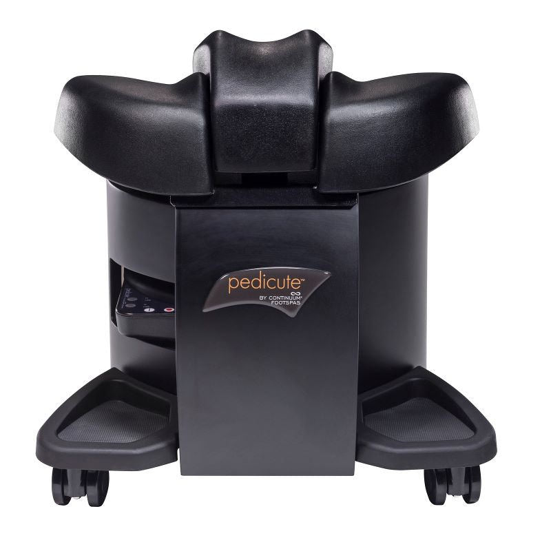 Black portable pedicure station with wheels