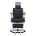 Kingston gray barber chair with the flip-up padded footrest and extended calf rest fully open