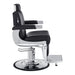 Close-up of the adjustable locking padded headrest on the Kingston gray barber chair