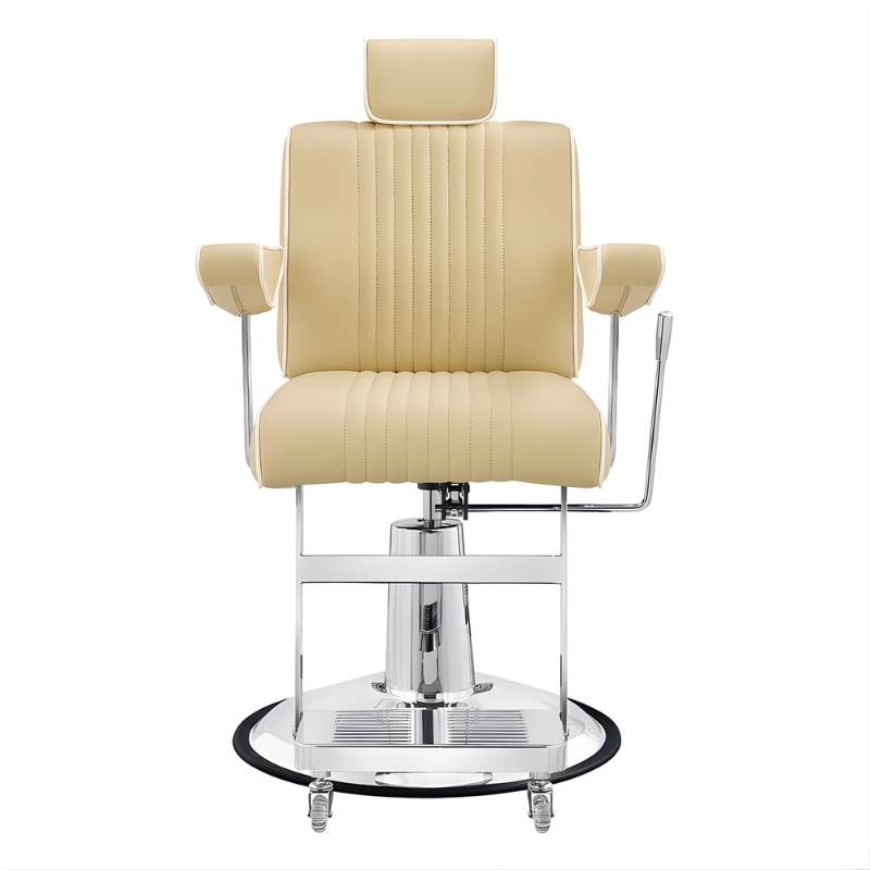 DIR 4All Purpose Reclining Chair - Beige barber chair with chrome base front view