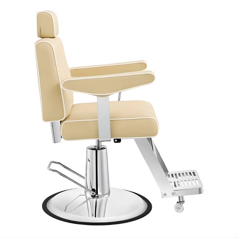 DIR 4All Purpose Reclining Chair - Beige barber chair with chrome base right side view