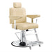 DIR 4All Purpose Reclining Chair - Beige barber chair with chrome base front and right side view