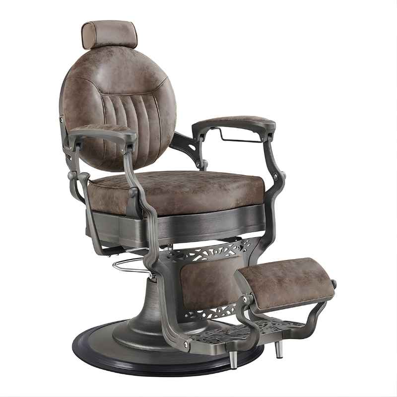 DIR Kaiser Retro Vintage Barber Chair | Antique European Style Barber Chair  - Barber chair with green cushioned seat and backrest on a white background