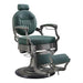 DIR Kaiser Retro Vintage Barber Chair | Antique European Style Barber Chair  - Barber chair with green cushioned seat and backrest on a white background