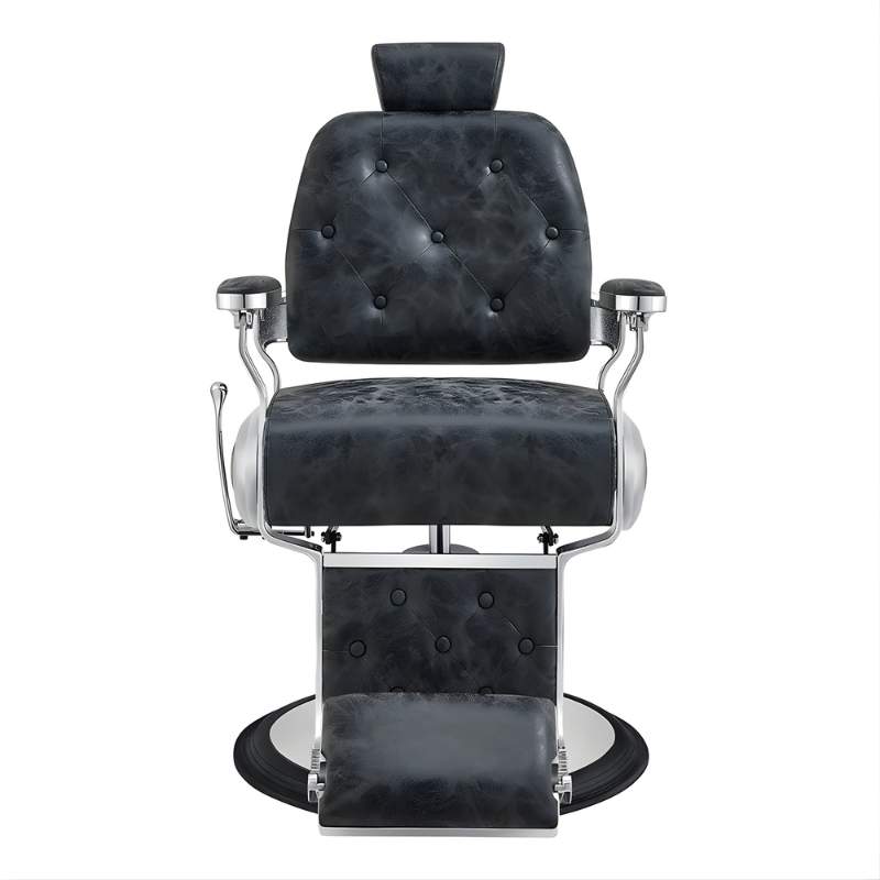 DIR Titan Hydraulic Barber Chair - Barber chair with black leather seat and backrest on a white background