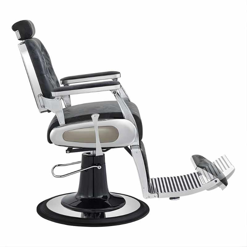DIR Titan Hydraulic Barber Chair - Barber chair with black and gray design on a white background