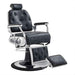DIR Titan Hydraulic Barber Chair - Barber chair with black leather seat and armrests on a white background
