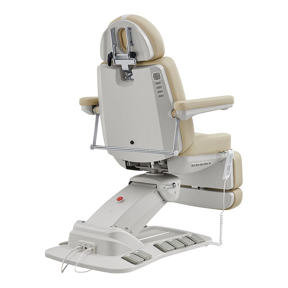 DIR Aurora electric medical spa chair beige - side view with white hydraulic base