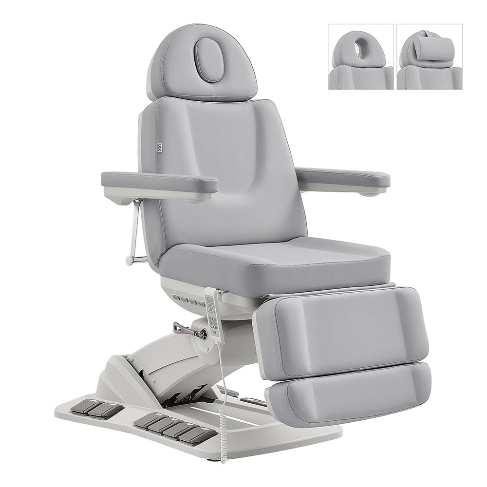 DIR Aurora electric medical spa chair gray - patient positioned on adjustable treatment bed