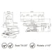DIR Aurora electric spa chair technical diagram - motor positions and adjustment ranges