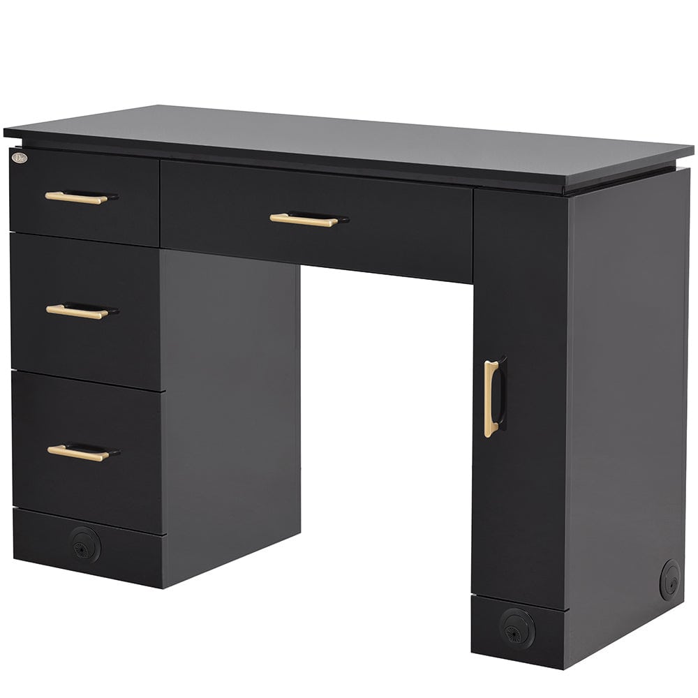 DIR Avalon black manicure table with drawer and gold handle
