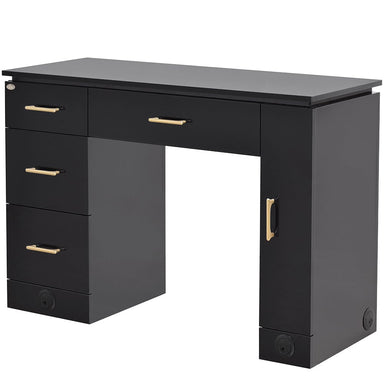 DIR Avalon black manicure table with drawer and gold handle