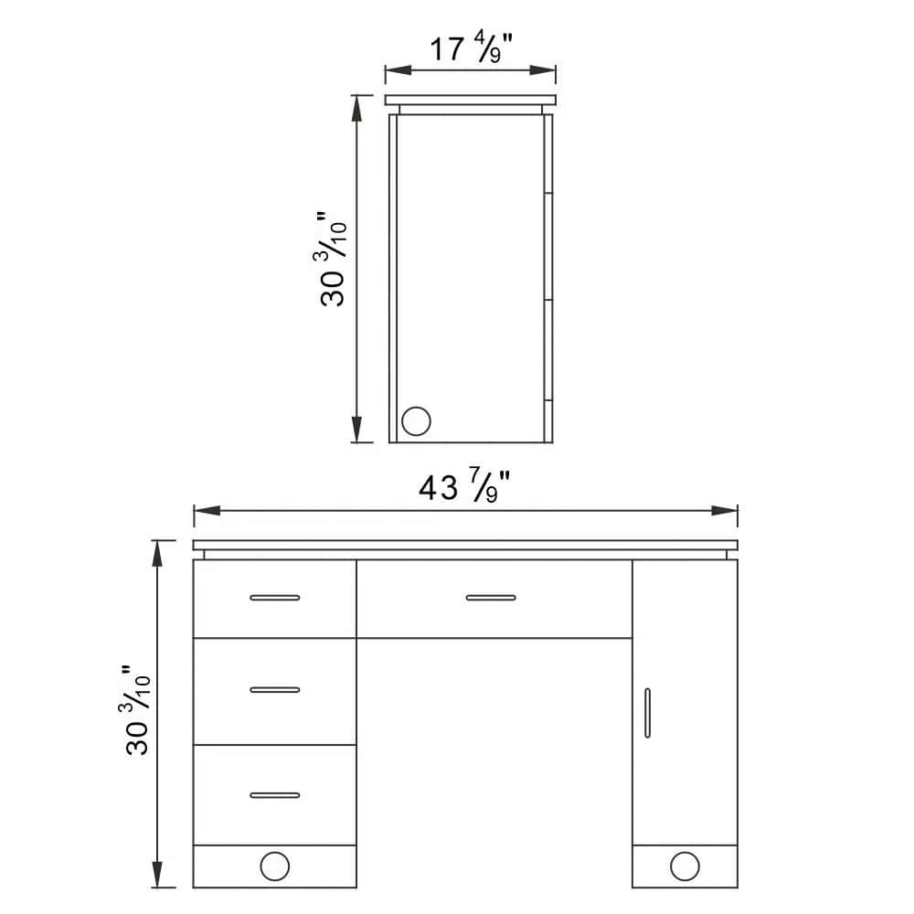 DIR Avalon black single drawer cabinet with lock and silver handle for nail table