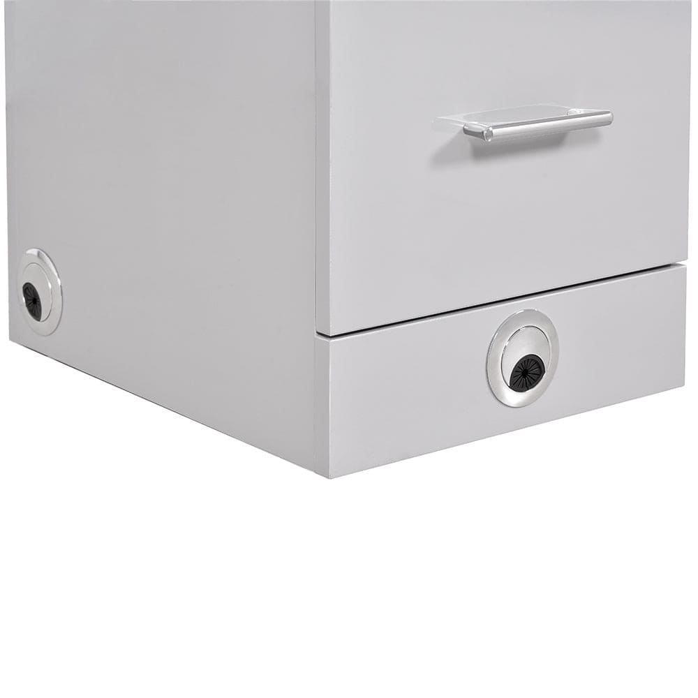 DIR Avalon lockable storage cabinet in white  finish with metallic handle