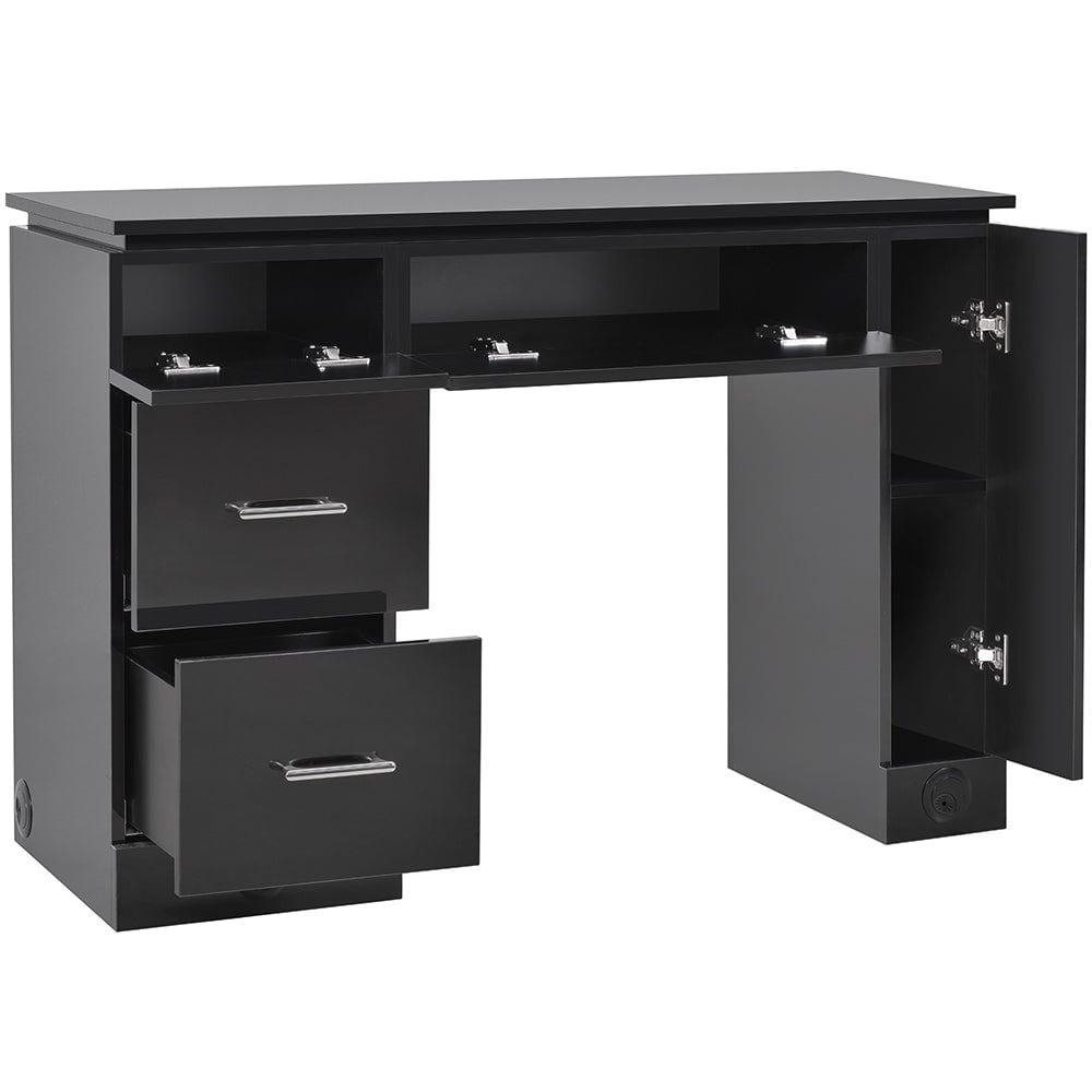 DIR Avalon nail station table in black with storage drawer