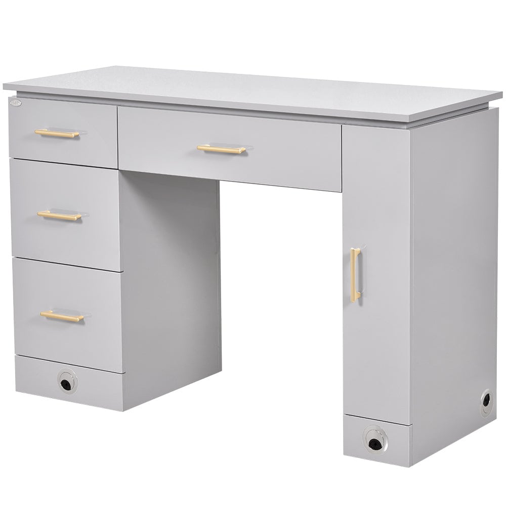DIR Avalon nail station table in white with storage drawer
