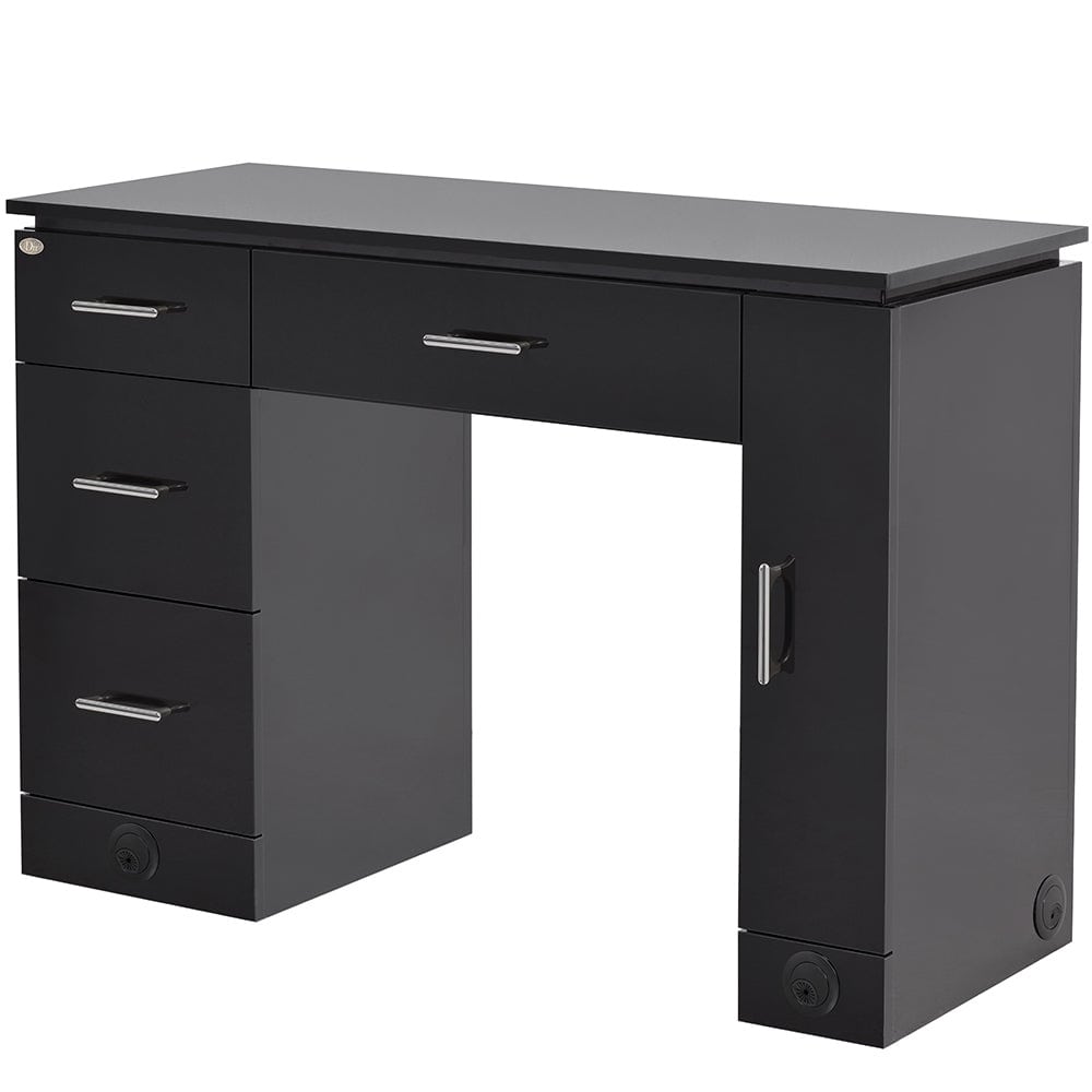 DIR Avalon professional nail desk with black surface and storage compartment