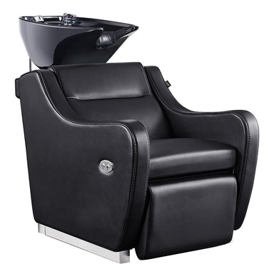 DIR Callisto electric shampoo chair with leg rest in retracted position showing compact design