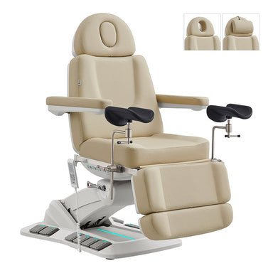 DIR Geneva electric gynecology exam table with stirrups - white 4-motor OB GYN chair