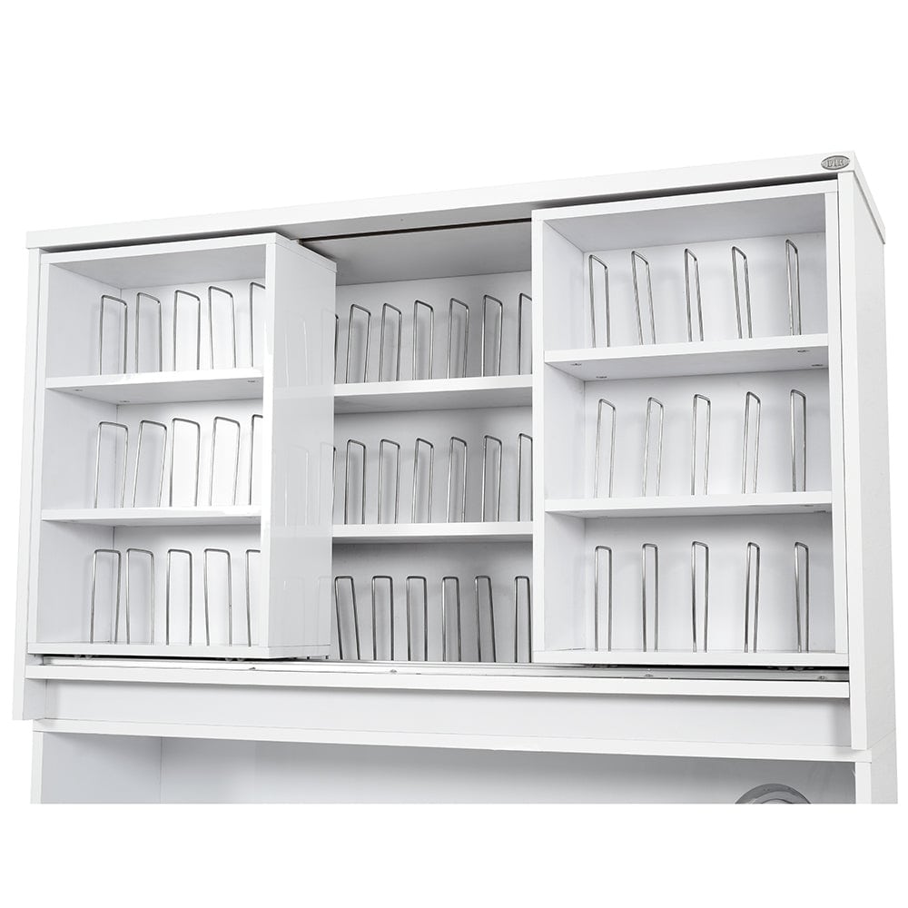 DIR Liberty Hair Color Bar – angled perspective displaying upper shelving and lower cabinets