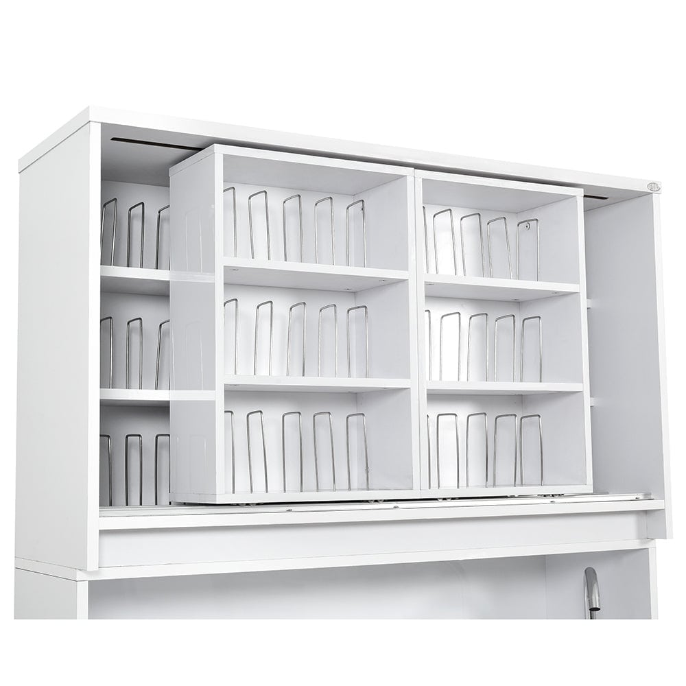 DIR Liberty Hair Color Bar – angled perspective displaying upper shelving and lower cabinets