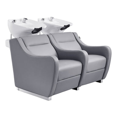 DIR Majestic double seat shampoo chair with dual backwash system and ceramic sinks