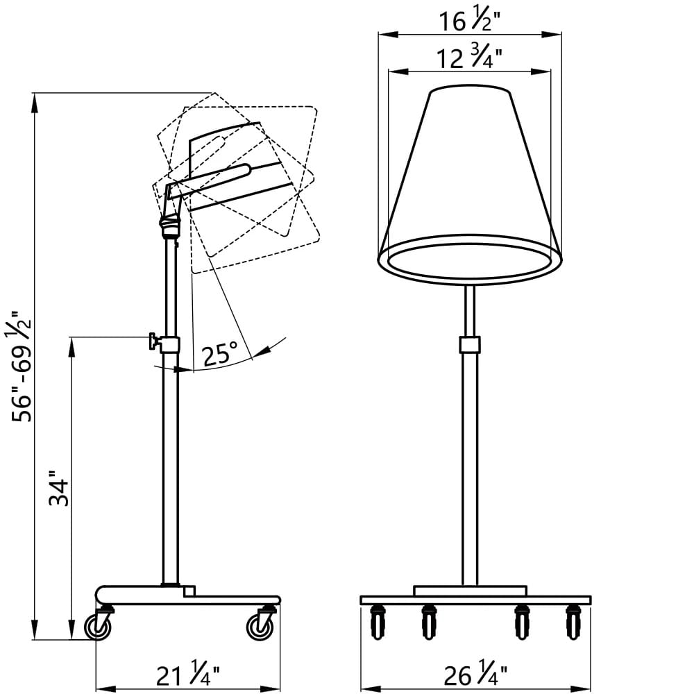 DIR Orion professional hooded dryer technical diagram with dimensions and specifications