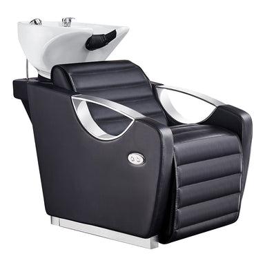 DIR Victoria Electric Shampoo Backwash Unit - Black with White Ceramic Sink - Professional Salon Backwash Chair
