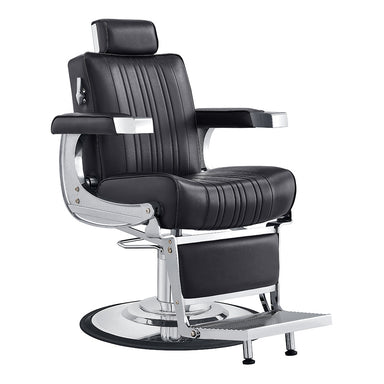 DIR Kingston heavy-duty hydraulic barber chair with antique chrome frame and tufted faux leather