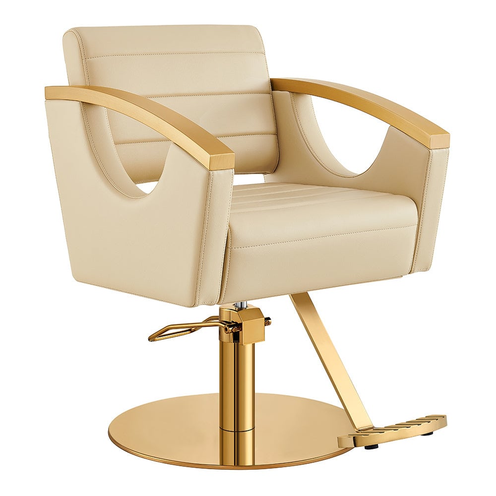 DIR salon styling chair beige armrest and base detail