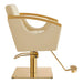 DIR salon styling chair beige with gold base - angled front view