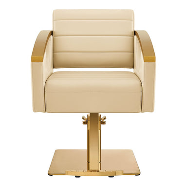 DIR salon styling chair beige with gold base - front view