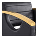 DIR salon styling chair black armrest detail close-up