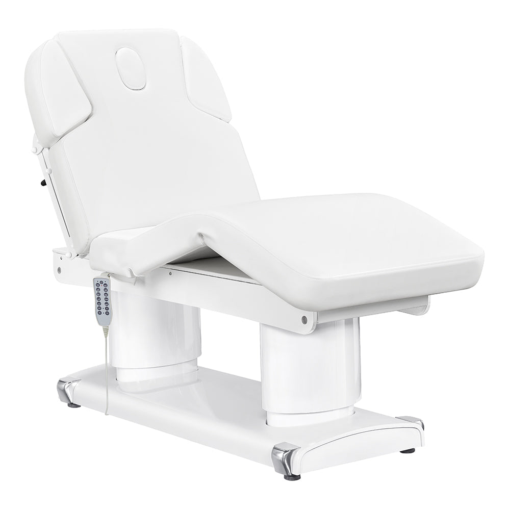 White esthetician massage chair on a white background