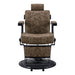 Durable professional barber chair with metal frame and vintage brown leather upholstery 