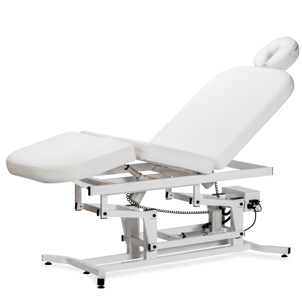 Spa-Comfort ergonomic white chair for facial treatments and hair removal with manual adjustment