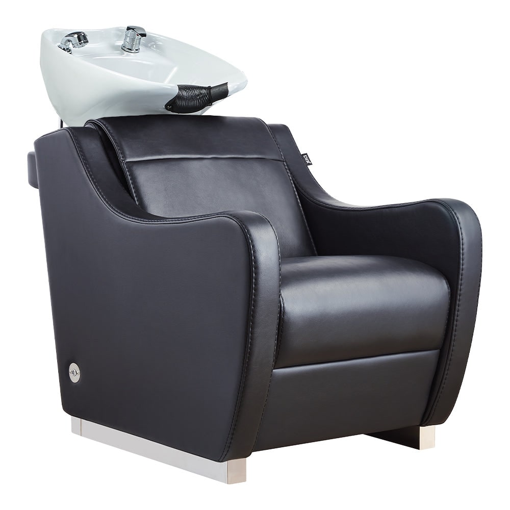 Fully padded arms with chrome trim accents on DIR Leona European style shampoo chair
