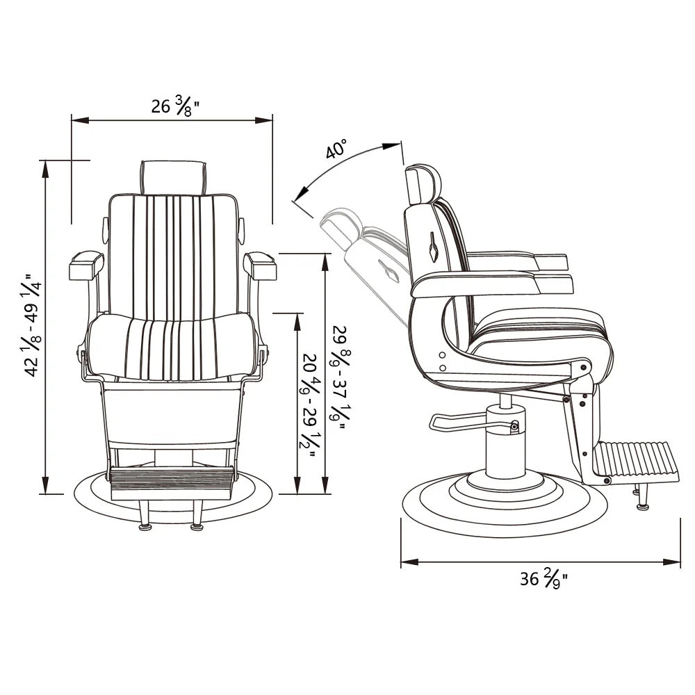 High-end barbershop chair with retro design and full reclining feature