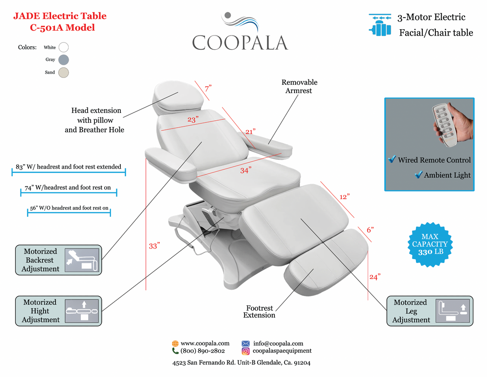 Jade facial bed key features