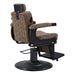 Luxuryvintage brown barber chair with chrome base 