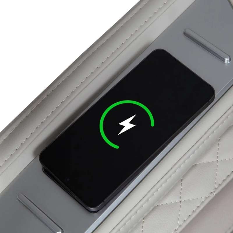 Osaki 4D Helix LE - Electric Chair Massager - Taupe chair showcasing wireless charging capability