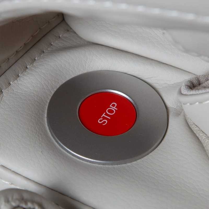 Osaki 4D Helix LE - Electric Chair Massager - Taupe chair stop button close up view