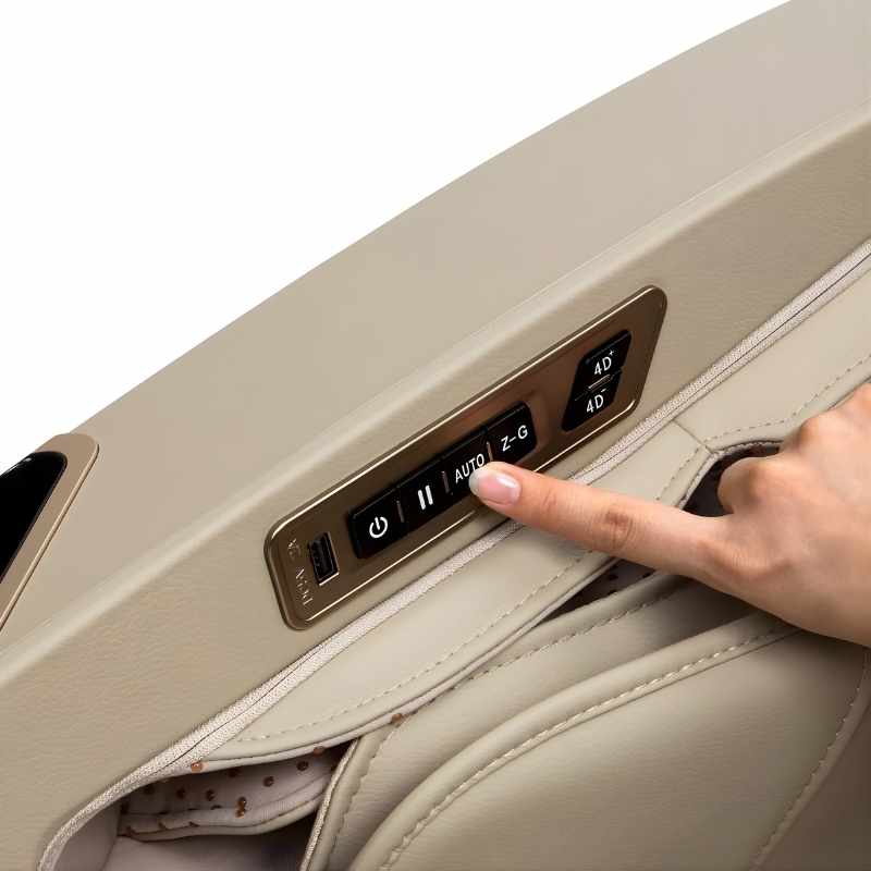 Osaki 4D Maestro LE 2.0 - Electric Chair Massager - Beige chair touch controller close up view