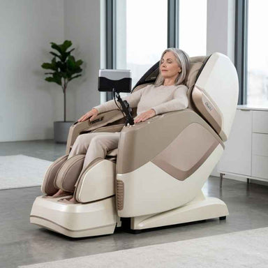 Osaki 4D Maestro LE 2.0 - Electric Chair Massager - Woman relaxing indoor setting